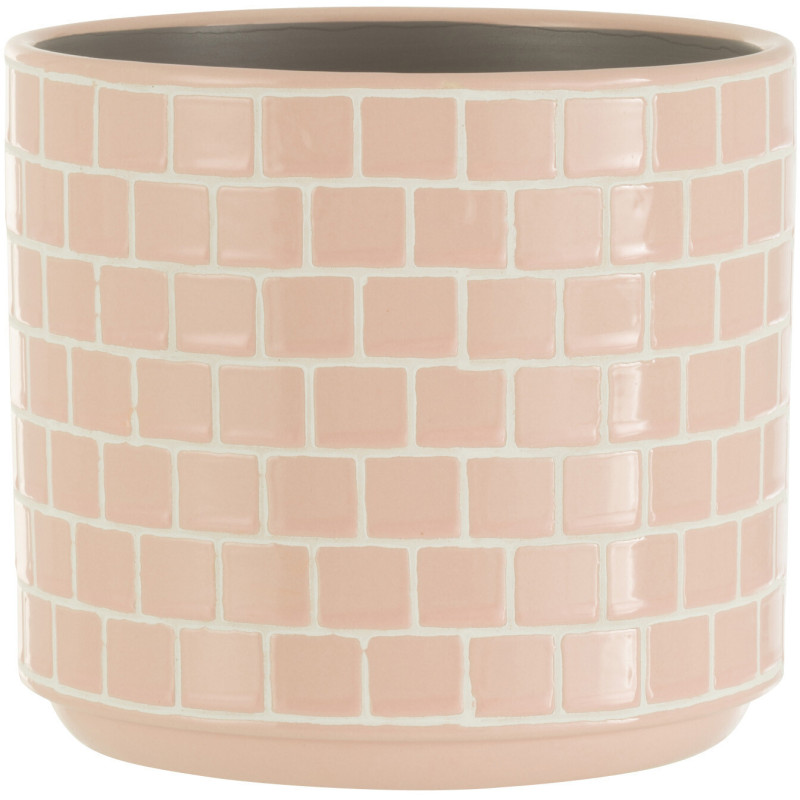 Cache-pot en Céramique Rose Skuare Diamètre 17 cm Motif carrés - 1