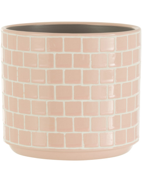 Cache-pot en Céramique Rose Skuare Diamètre 17 cm Motif carrés - 1