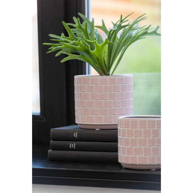 Cache-pot en Céramique Rose Skuare Diamètre 17 cm Motif carrés - 2