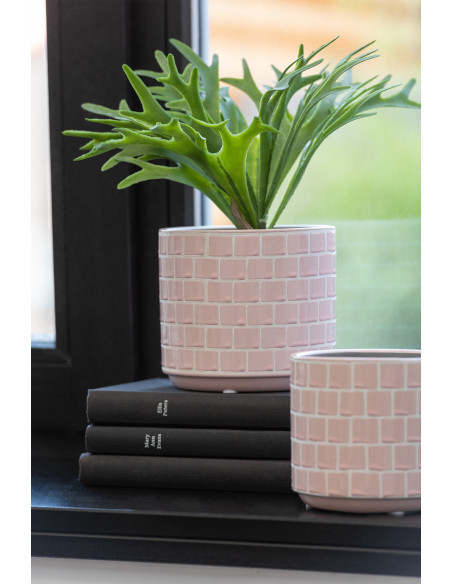 Cache-pot en Céramique Rose Skuare Diamètre 17 cm Motif carrés - 2