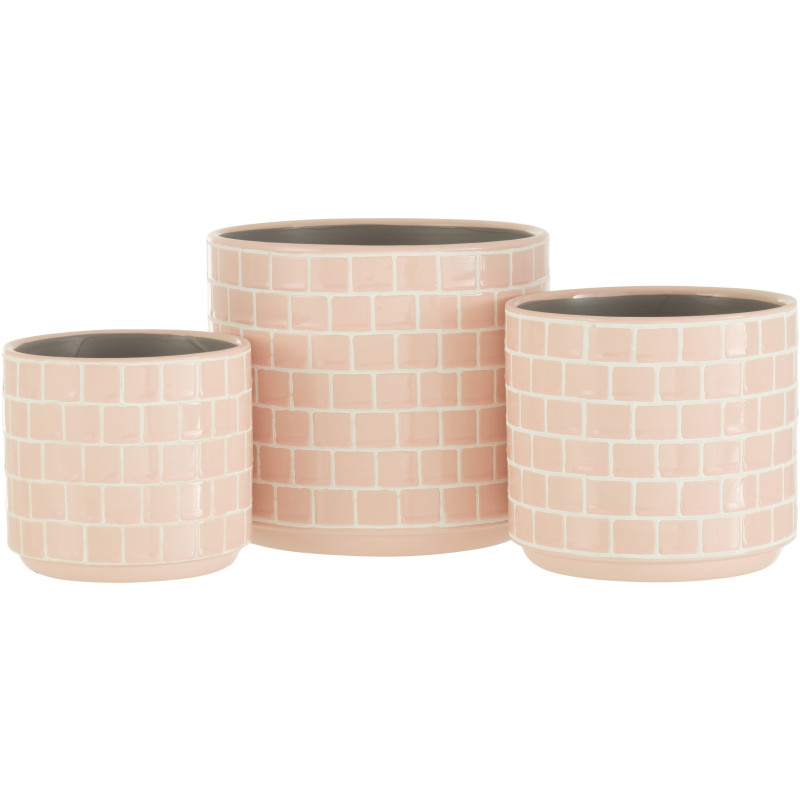 Cache-pot en Céramique Rose Skuare Diamètre 17 cm Motif carrés - 3