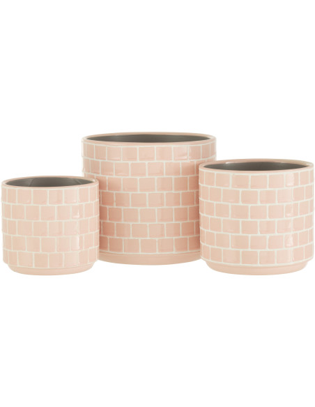 Cache-pot en Céramique Rose Skuare Diamètre 17 cm Motif carrés - 3