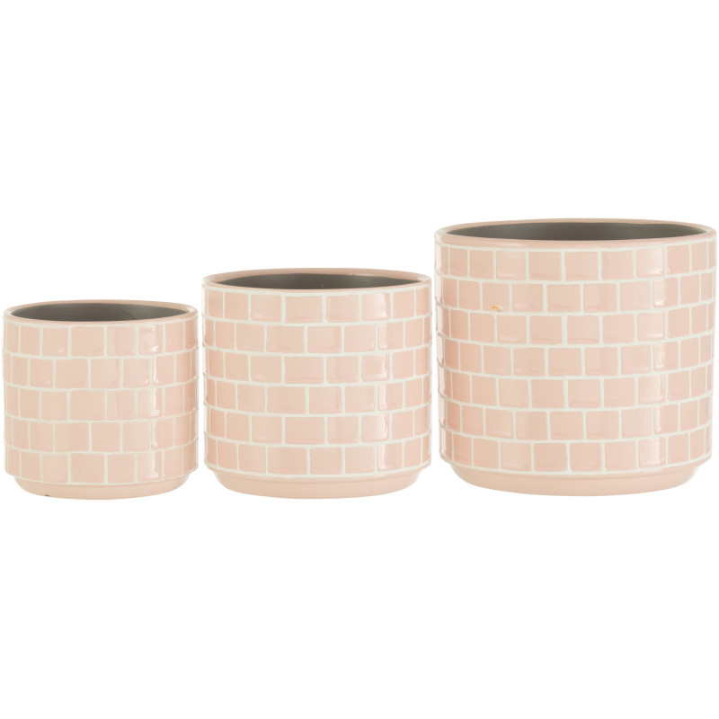 Cache-pot en Céramique Rose Skuare Diamètre 17 cm Motif carrés - 4