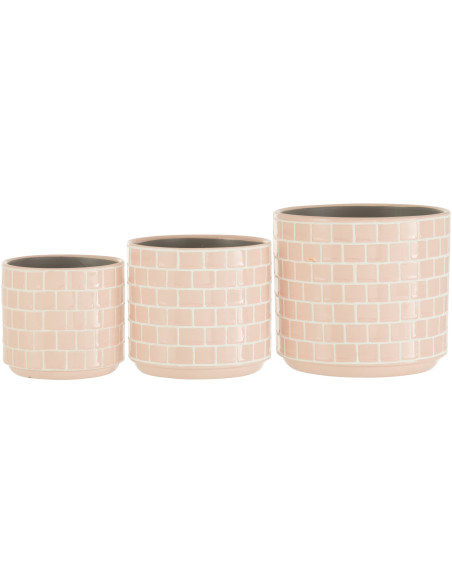 Cache-pot en Céramique Rose Skuare Diamètre 17 cm Motif carrés - 4