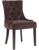 Chaise style vintage Dossier capitonné en Velours Marron Bois Marron Huguette