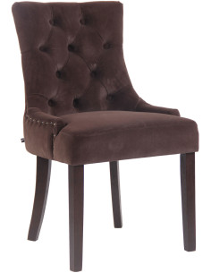 Chaise style vintage Dossier capitonné en Velours Marron Bois Marron Huguette - 1