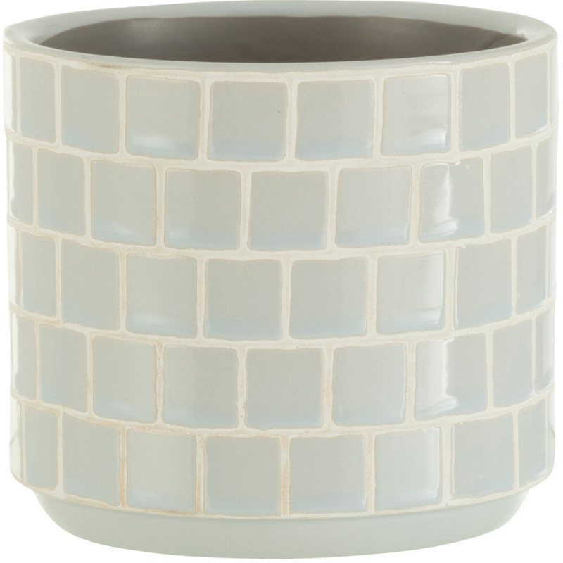 Cache-pot en Céramique Blanc Skuare Diamètre 12 cm Motif carrés - 1
