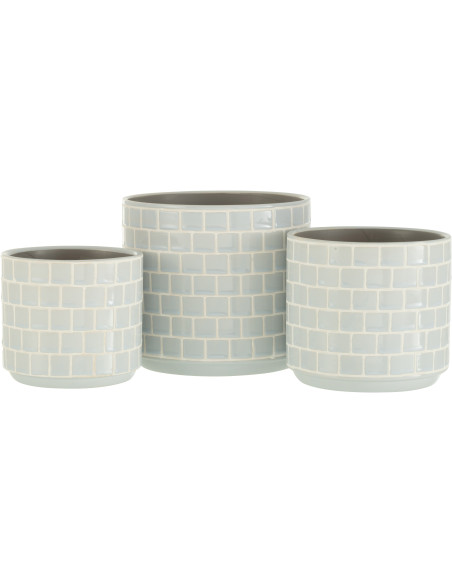 Cache-pot en Céramique Bleu Skuare Diamètre 17 cm Motif carrés - 2