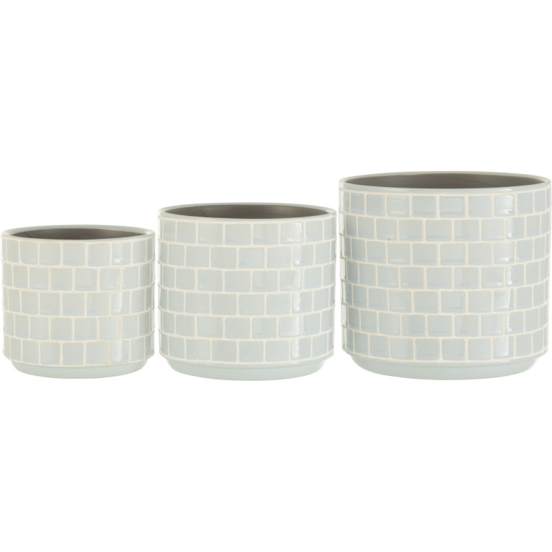 Cache-pot en Céramique Bleu Skuare Diamètre 17 cm Motif carrés - 3