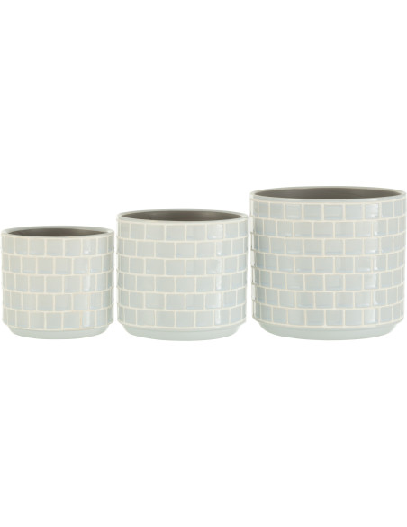 Cache-pot en Céramique Bleu Skuare Diamètre 17 cm Motif carrés - 3