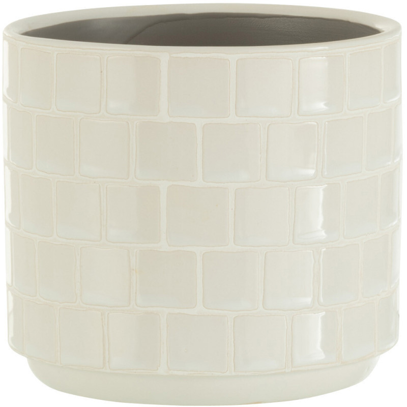 Cache-pot en Céramique Blanc Skuare Diamètre 12 cm Motif carrés - 1