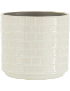 Cache-pot en Céramique Blanc Skuare Diamètre 17 cm Motif carrés - 1