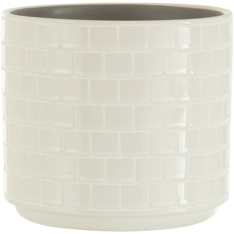 Cache-pot en Céramique Blanc Skuare Diamètre 17 cm Motif carrés - 1