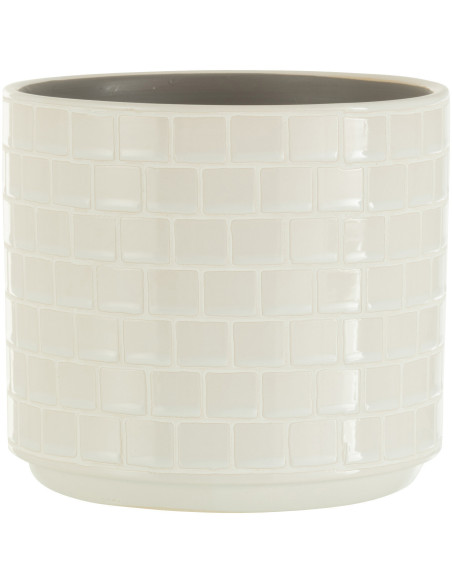 Cache-pot en Céramique Blanc Skuare Diamètre 17 cm Motif carrés - 1
