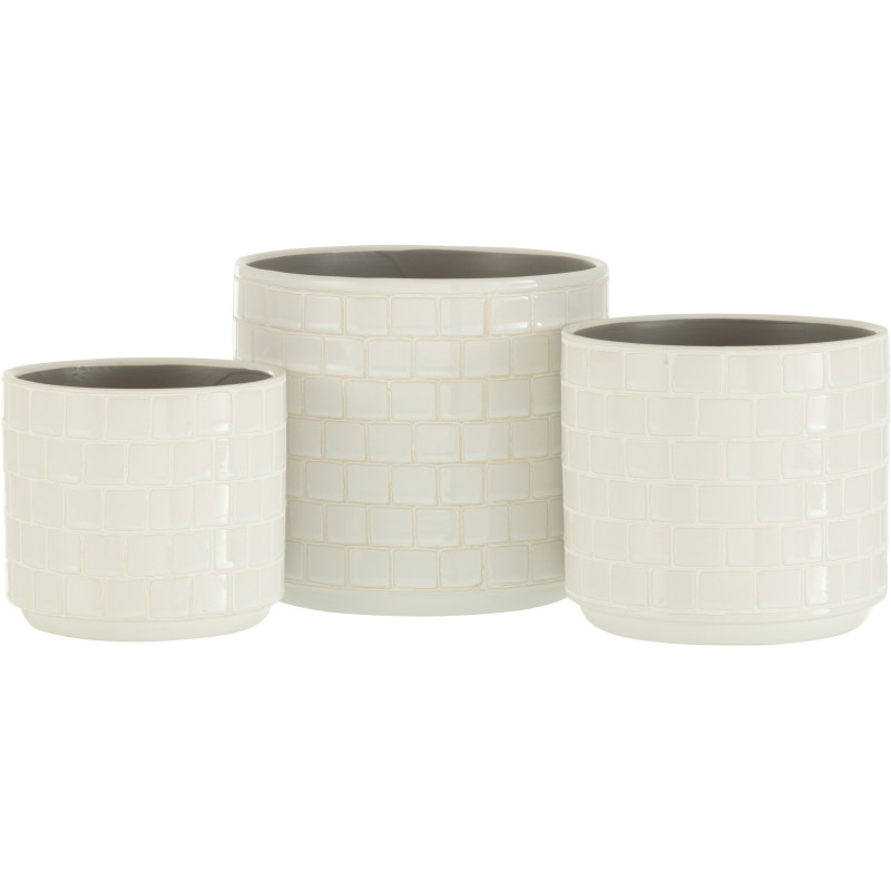 Cache-pot en Céramique Blanc Skuare Diamètre 17 cm Motif carrés - 2