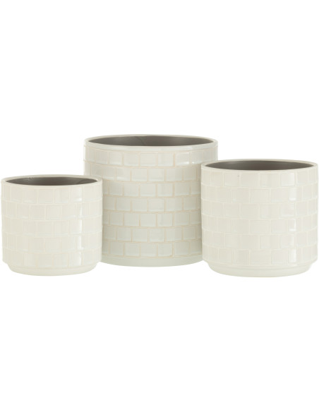 Cache-pot en Céramique Blanc Skuare Diamètre 17 cm Motif carrés - 2
