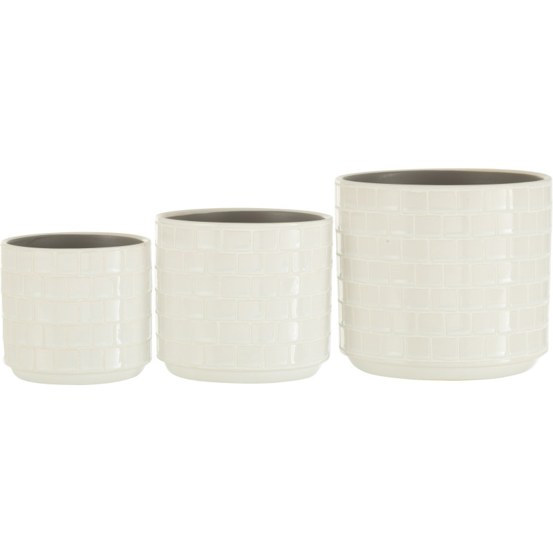 Cache-pot en Céramique Blanc Skuare Diamètre 17 cm Motif carrés - 3