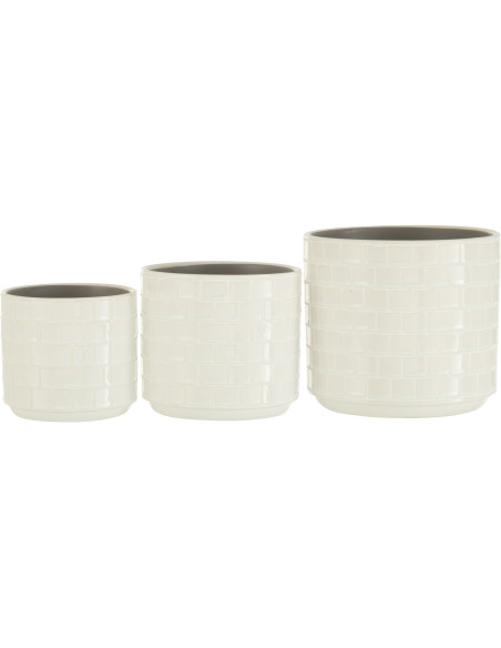 Cache-pot en Céramique Blanc Skuare Diamètre 17 cm Motif carrés - 3