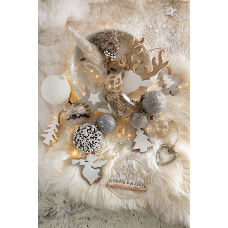 Suspension de Noël XL Ange avec trompette en Bois de manguier Blanc - 2