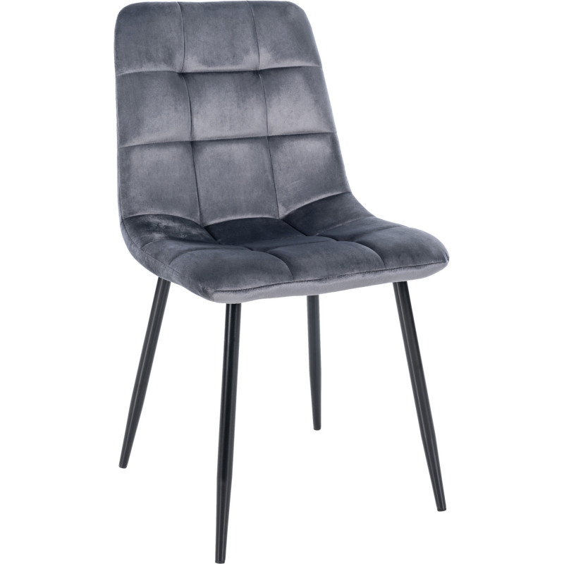 Chaise moderne en Velours Gris foncé Métal Noir Mat Delphine - 1
