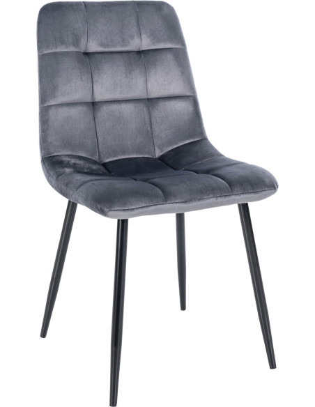 Chaise moderne en Velours Gris foncé Métal Noir Mat Delphine - 1