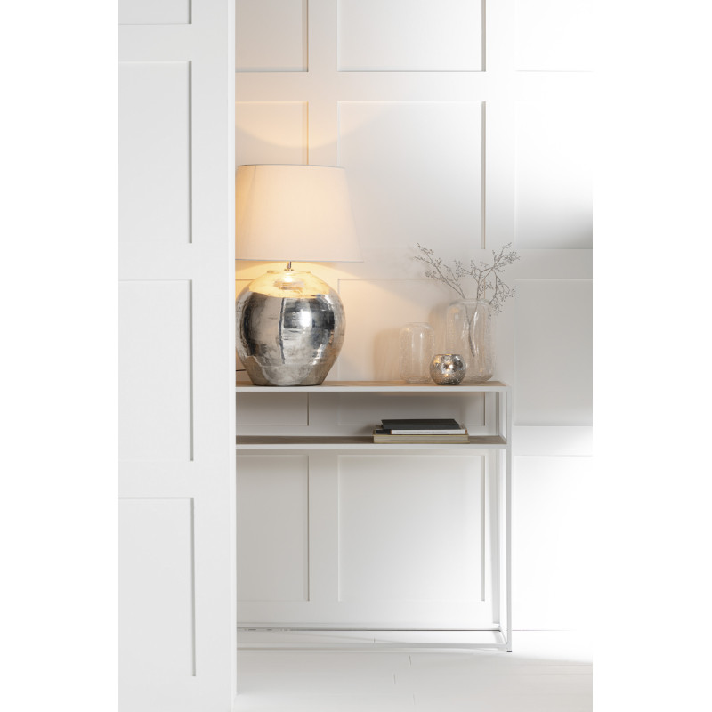 Console Rectangulaire 1 étagère Zigzag en Bois Naturel Métal Blanc - 2