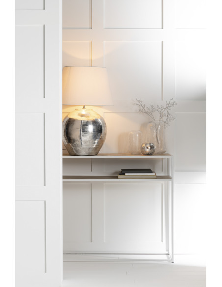 Console Rectangulaire 1 étagère Zigzag en Bois Naturel Métal Blanc - 2