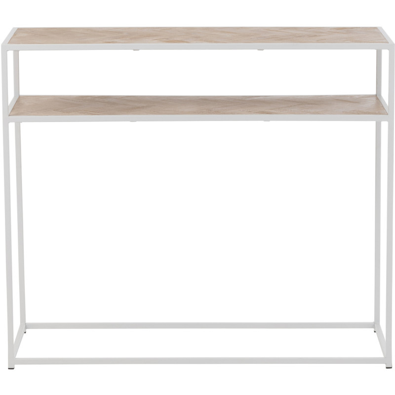 Console Rectangulaire 1 étagère Zigzag en Bois Naturel Métal Blanc - 3