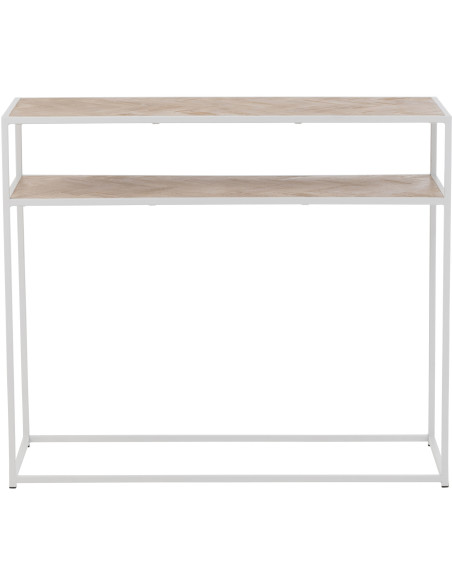 Console Rectangulaire 1 étagère Zigzag en Bois Naturel Métal Blanc - 3
