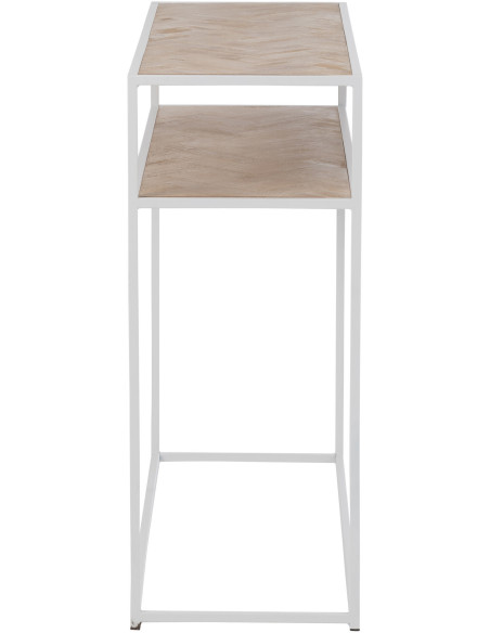 Console Rectangulaire 1 étagère Zigzag en Bois Naturel Métal Blanc - 4