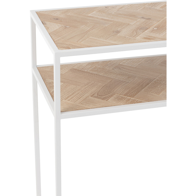 Console Rectangulaire 1 étagère Zigzag en Bois Naturel Métal Blanc - 6