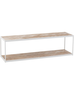 Table basse Rectangulaire Zigzag en Bois Naturel Métal Blanc - 1