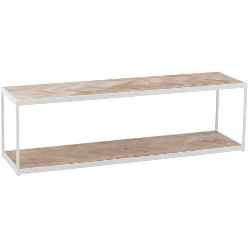 Table basse Rectangulaire Zigzag en Bois Naturel Métal Blanc - 1