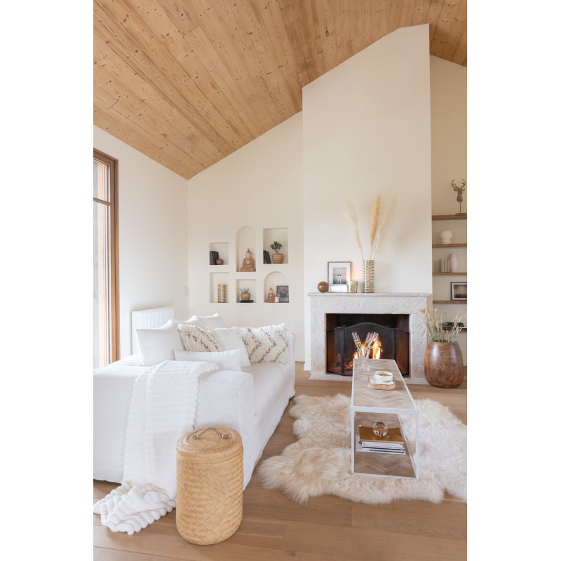 Table basse Rectangulaire Zigzag en Bois Naturel Métal Blanc - 2