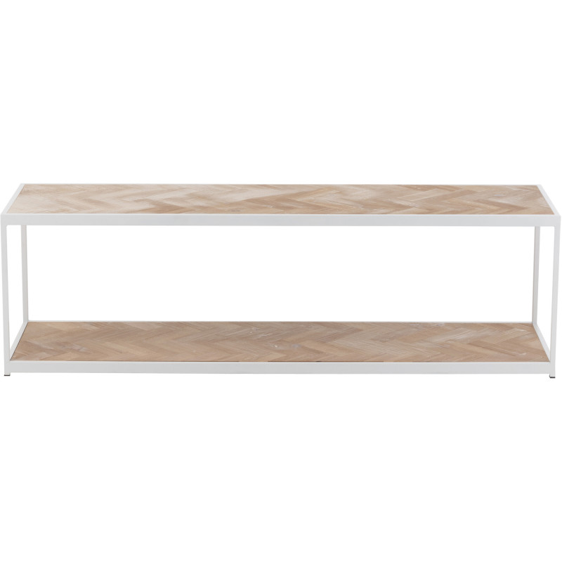 Table basse Rectangulaire Zigzag en Bois Naturel Métal Blanc - 3