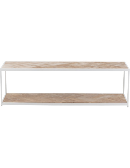 Table basse Rectangulaire Zigzag en Bois Naturel Métal Blanc - 3