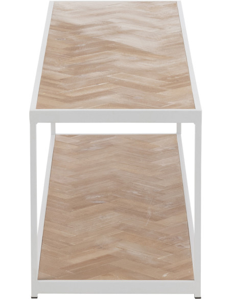 Table basse Rectangulaire Zigzag en Bois Naturel Métal Blanc - 4