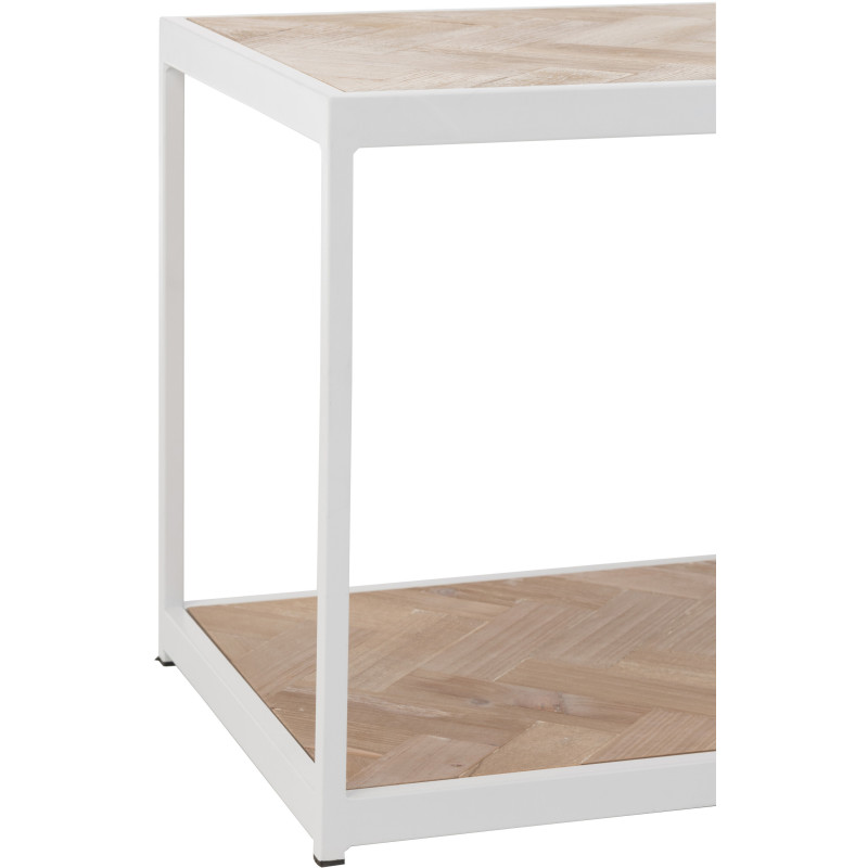 Table basse Rectangulaire Zigzag en Bois Naturel Métal Blanc - 5