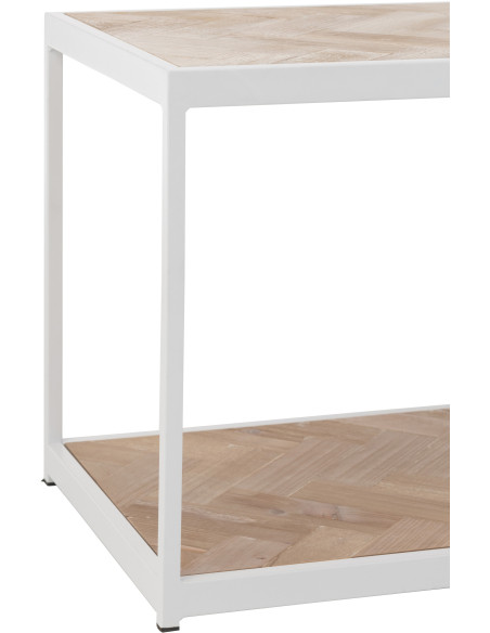 Table basse Rectangulaire Zigzag en Bois Naturel Métal Blanc - 5