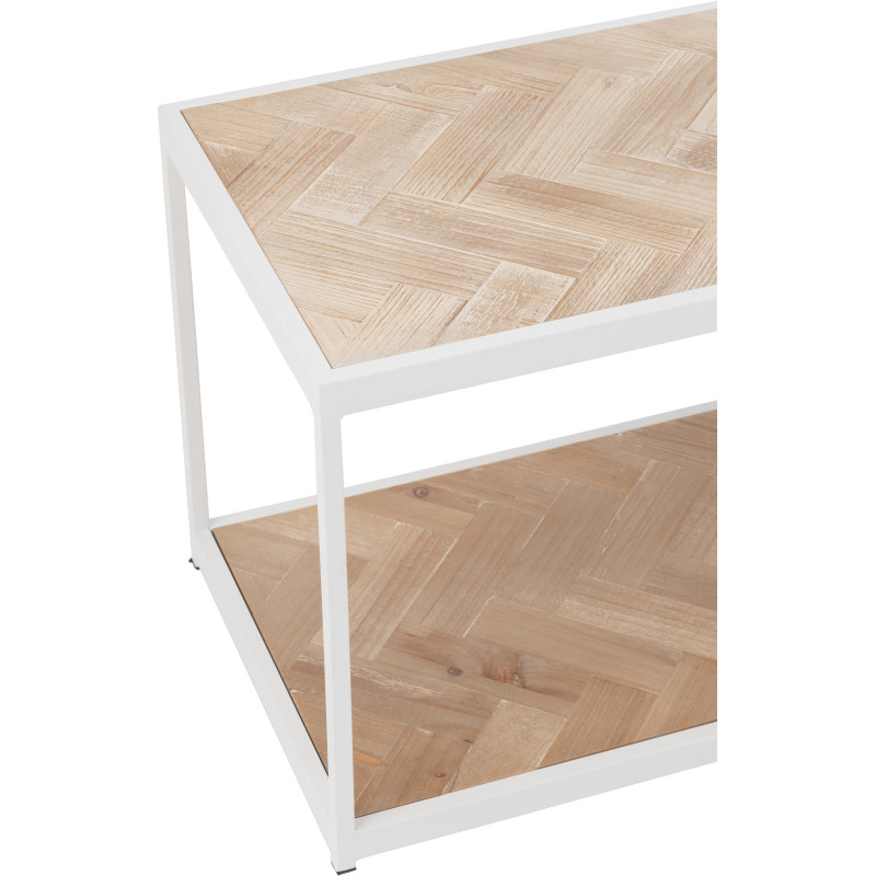 Table basse Rectangulaire Zigzag en Bois Naturel Métal Blanc - 6