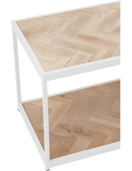 Table basse Rectangulaire Zigzag en Bois Naturel Métal Blanc - 6