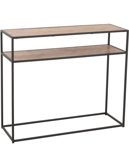 Console Rectangulaire 1 étagère Zigzag en Bois Naturel Métal Noir - 1