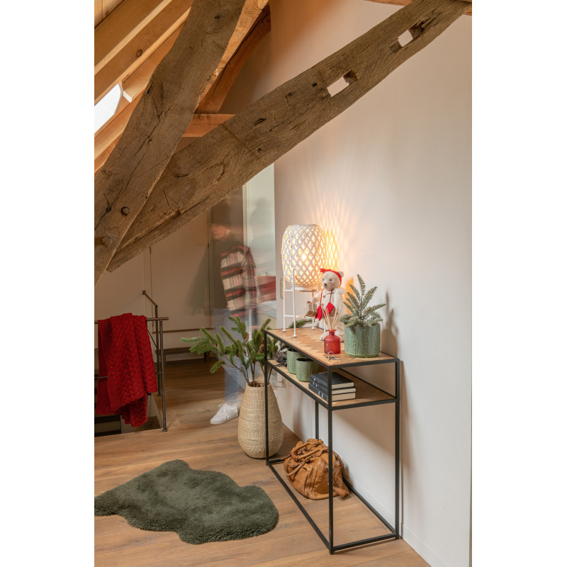 Console Rectangulaire 1 étagère Zigzag en Bois Naturel Métal Noir - 2