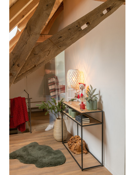 Console Rectangulaire 1 étagère Zigzag en Bois Naturel Métal Noir - 2