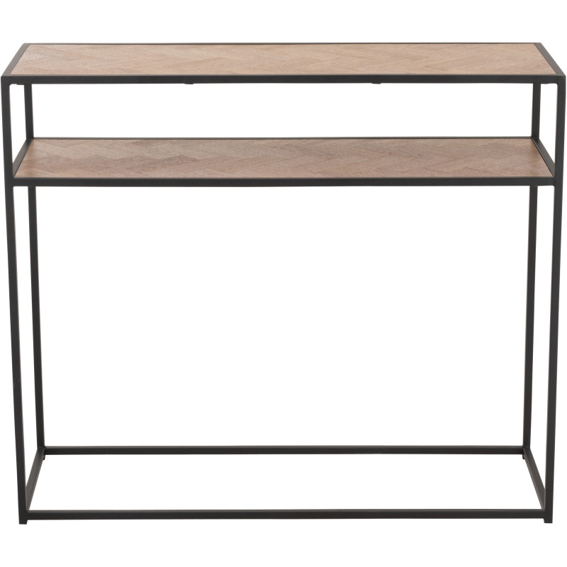 Console Rectangulaire 1 étagère Zigzag en Bois Naturel Métal Noir - 3