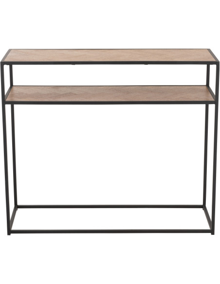 Console Rectangulaire 1 étagère Zigzag en Bois Naturel Métal Noir - 3
