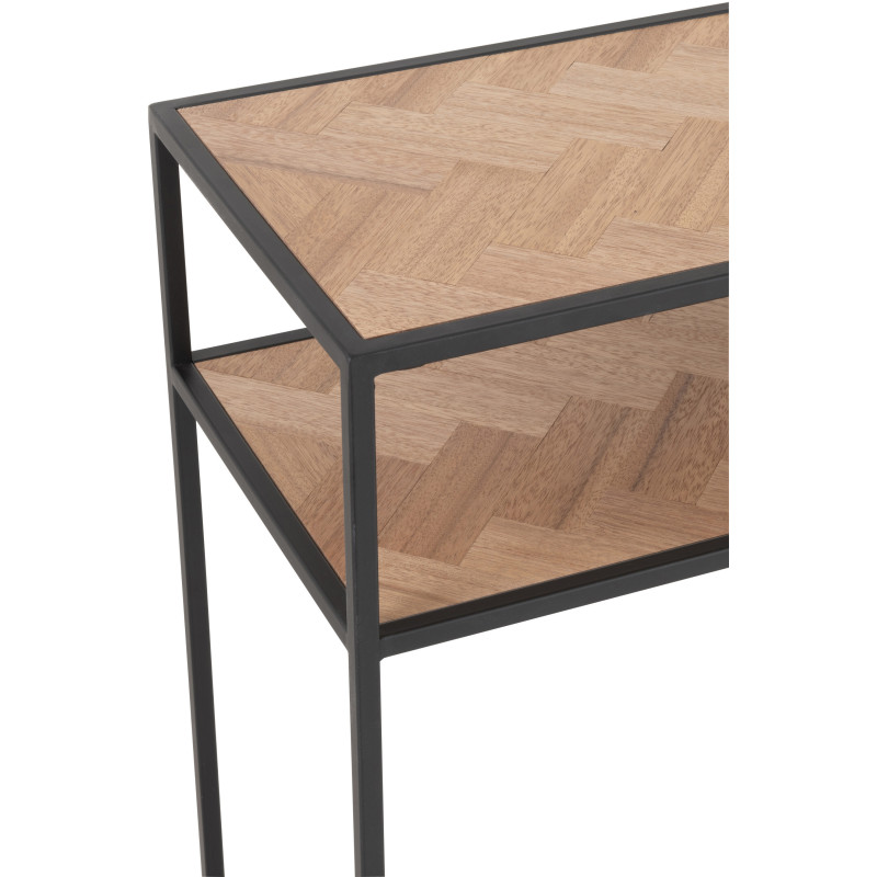 Console Rectangulaire 1 étagère Zigzag en Bois Naturel Métal Noir - 6