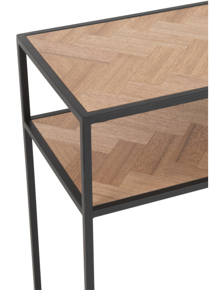 Console Rectangulaire 1 étagère Zigzag en Bois Naturel Métal Noir - 6