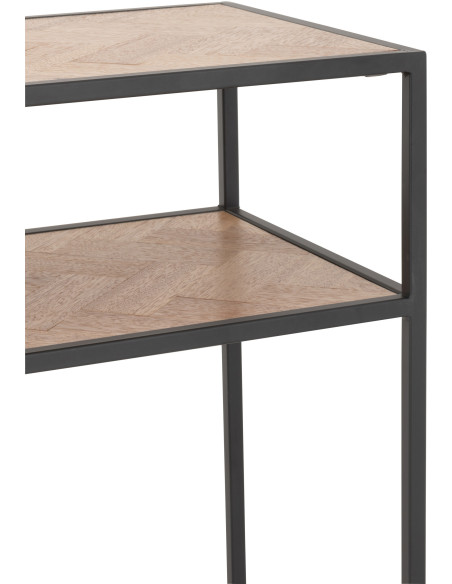Console Rectangulaire 1 étagère Zigzag en Bois Naturel Métal Noir - 7