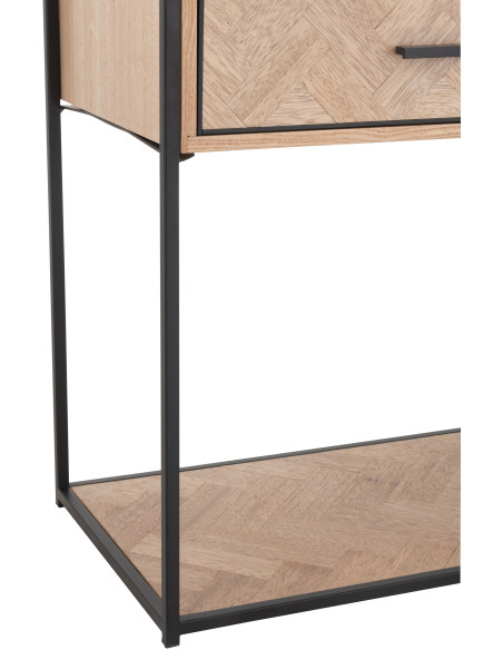 Console Rectangulaire 2 tiroirs 2 étagères Zigzag en Bois Naturel Métal Noir - 5